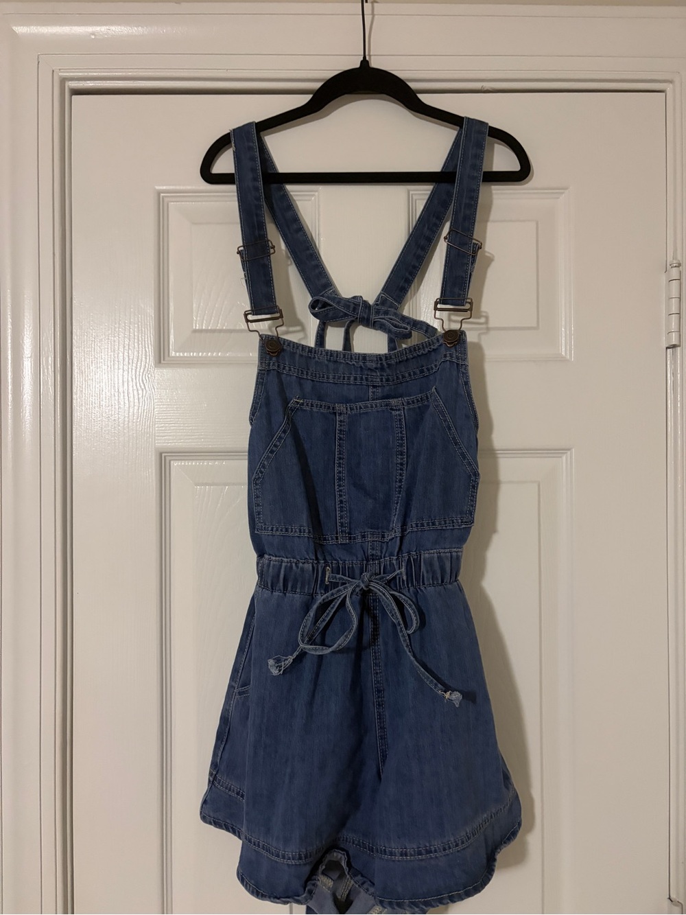 Women’s Denim Romper Shorts - Blue